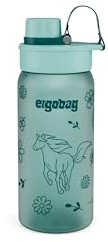 ergobag Trinkflasche Pferde - Mint | Mit ergobag Motiv, 550 ml, auslaufsicher, für Kohlensäure geeignet und spülmaschinengeeignet für den Alltag