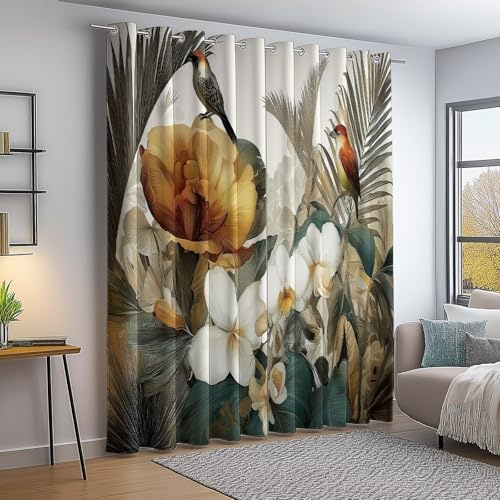 Colorato Tenda Oscurante Con Occhielli, Motivo Stampati Moderno Astratto Orchidea Uccello Tende Oscuranti Per Interni Termiche Finestre Camera Da Letto E Soggiorno, L140 × A280 cm