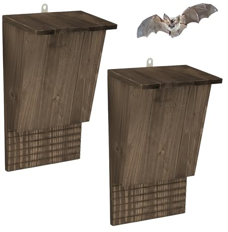 Relaxdays Set de 2 Cajas Refugio de Madera para murciélagos, 34 x 22,5 x 12,5 cm, marrón