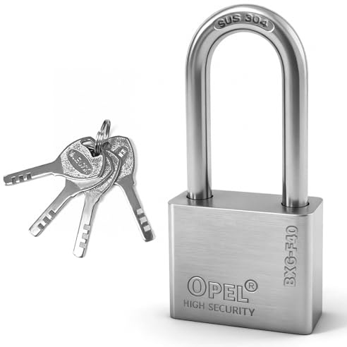 Euablfo Lucchetto per tenda in acciaio inox 304, 40 mm, con 4 chiavi, molto resistente alle intemperie, per cantine, armadietti, garage