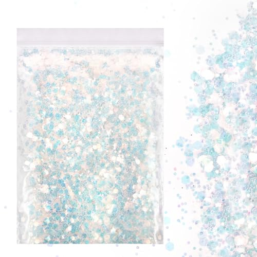 LOPHE Chunky Glitter Flakes 50g,Reflective Christmas Party | Ultra fine,sparkle,for face body nails,festival,cosmetics,resin art,crafts,tumblers,easy to use
