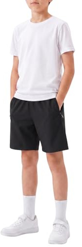 Narmigar Boys Shorts Running Football Gym Shorts with Zipper Pockets Elastic Waist PE Shorts Unisex Kids Summer School Sports Shorts for Boys Girls