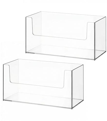 Unbr 2 Pack Clear Vanity Organisers for Mirror Cabinet, Deep U-Shaped Makeup Tray Prevents Tall Bottles Tipping, PET Acrylic Bathroom Storage Bins for Skincare & Cosmetics, 20x9x8cm