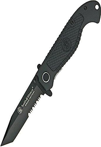 Smith & Wesson Special Tactical CKTACBS 8.1in High Carbon S.S. Folding Knife with a 3.5in Serrated Tanto Blade and ABS Handle for Outdoor, Survival and EDC