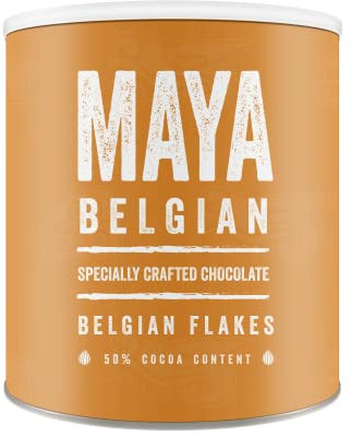 Maya Drinks Belgian Flakes Drinking Hot Chocolate Cocoa for Home, Cafe, Business Shop (Vegan, Gluten Free, No GMO's) (1KG Resealable Tub)