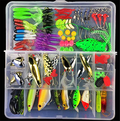 Angelzubehör Set - 106 Pcs Professioneller Angelköder Fischköder-Set mit Aufbewahrungsbox Kunstköder Blinker Angel-Köder für Hecht Forelle Zander Barsch