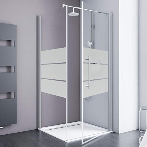 Schulte Duschkabine Alexa Style 2.0, 90 x 192 cm Drehtür inkl, Seitenwand, ESG mit Dekor Depoli light, alunatur D321506 01 31