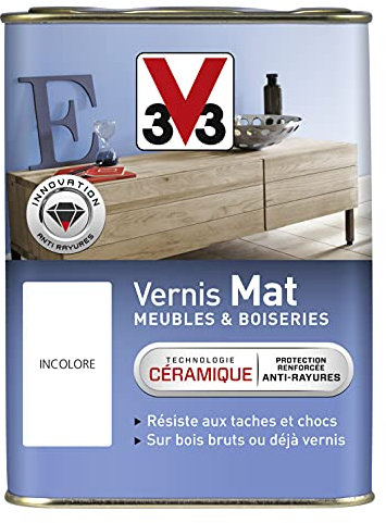 V33 Vernis intérieur Mat meubles & boiseries, Incolore 1L