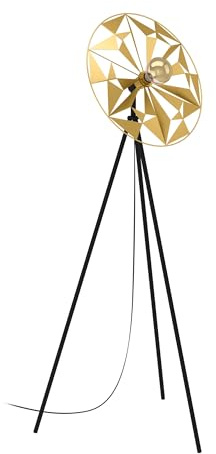 EGLO Stativ Stehlampe Castanuelo, Dreibein Standleuchte im Retro-Design | Lampe Wohnzimmer aus Metall in Gold und Schwarz, Stehleuchte mit E27 Fassung