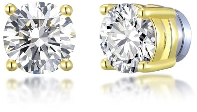 Philip Jones Guldpläterade runda magnetiska clip-on-örhängen skapade med Zircondia® kristaller, Kristall, Zircondia® kristall
