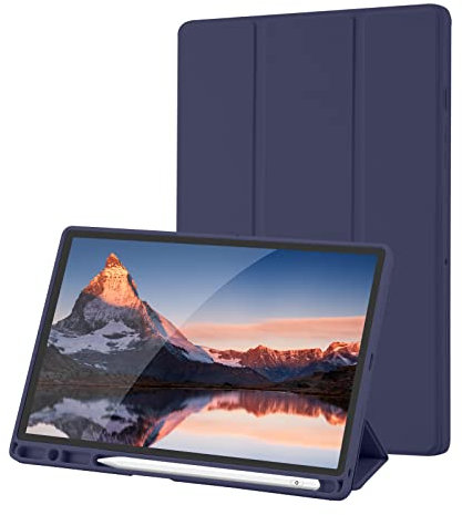 Hülle Kompatibel mit Samsung Galaxy Tab A8 10.5 Zoll 2022/2021, Model SM-X200/SM-X205/SM-X207, Hülle mit Stifthalter, Trifold Ständer Schutzhülle, Auto Schlafen/Wachen for Samsung Tab A8, Dunkelblau