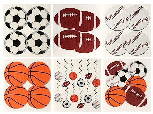 Spunspon 6 Packs Swedish Kitchen Dish Cloths - Reusable Paper Towels for Counters & Dishes - Eco-friendly Cellulose Sponge Cloth - Assorted (Sport)