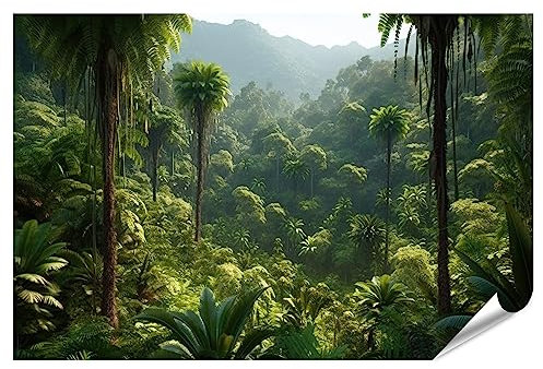 islandburner Prime XXL Bild Poster Wildes Dschungel Panorama Tiefer Wald Palmen Tropische Pflanzen KI La Premium Bilder Fotodruck