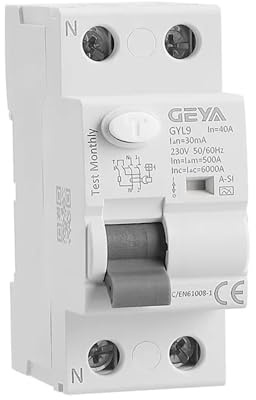 GEYA Disjoncteur électromagnétique super immunisé de type RCD RCCB ELCB A-SI retardé Heure (2P 40A 30mA)