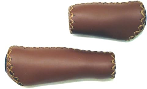 ergonomisch geformte Lenkergriffe Leder braun Fahrradgriffe lang/kurz 135 / 92mm
