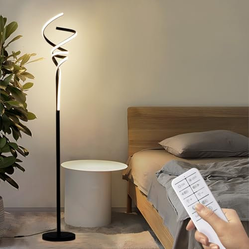 Lampada da Terra Moderna Torcia Spirale 160cm, 30W Dimmabile LED 3 Colore , Base Pesante e Stabile, Controllo Remoto e Touch Temporizzata Piantana per Angolo Lettura in Soggiorno e Camera da Letto