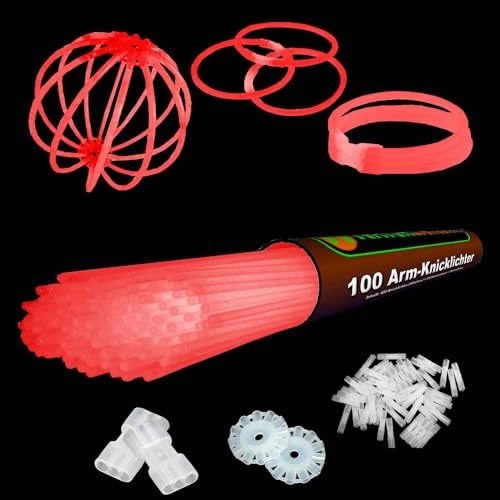 100 Arm Knicklichter Farbmix, Leuchtstäbe Neon Party Deko, Glow Sticks | Bunte Auswahl in verschiedenen Farben, leuchtende Armbänder für Festival, Geburtstag, Fasching, Hochzeit