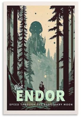 Endor Minimalistisches Star The Wars Wandposter für Wanddekoration, Leinwand, Wandkunst für Wohnzimmer, 40 x 60 cm