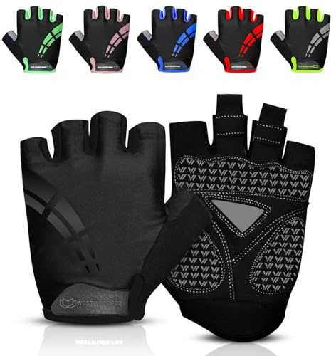 WESTWOOD FOX Gants de Cyclisme pour Hommes et Femmes, Demi-Doigts Unisexe avec Gel rembourré antidérapant, Paume Absorbant Les Chocs et Respirant, Gants d'été pour vélo MTB