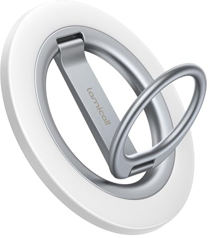 Lamicall Magnetic Phone Ring Stand for MagSafe - [2026 Upgraded Dual-Hinge] 360 Rotating Phone Holder Grip, Super Magnet Kickstand, Mag Safe Accessories for iPhone 17/16/15/14/13/12 Series, Androids