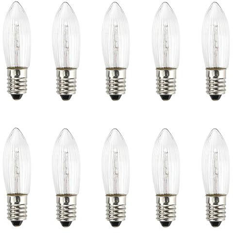 GutReise 10pcs 8V 3W 2700K E10 Replacement Light Bulbs for Candle Arch,Fairy Lights,Light Chains (8V)