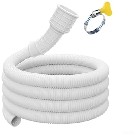 Tubo flessibile a tenuta stagna per lavatrice con morsetto, adatto per diverse dimensioni di ingresso e uscita dell'acqua nel drenaggio degli elettrodomestici (5 m)