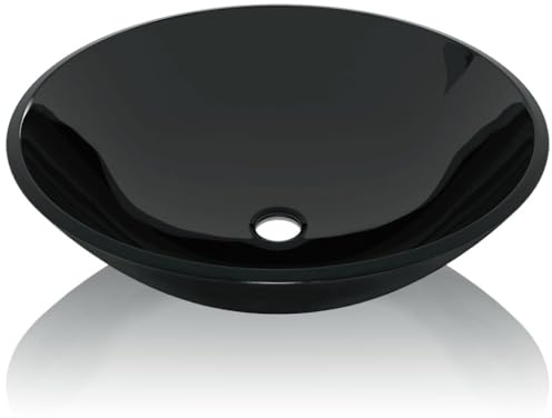 Generico Lavandino in Vetro Temperato 42 cm Nero,Articoli di ferramenta,Prodotti Idraulici,Articoli Idraulici,Lavandini,Lavandini Bagno,Nero,6.9 kg,142231