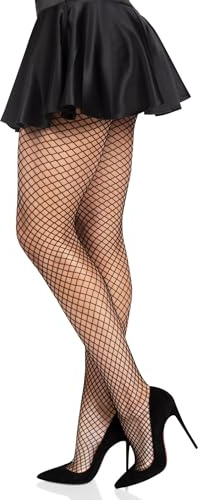 Leg Avenue Women's Plus Size Spandex Industrial Fishnet Tights, Black, 1X-2X