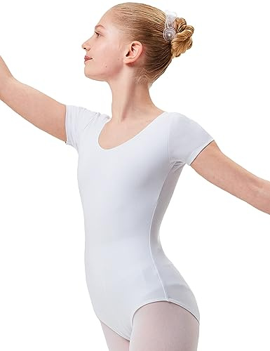 tanzmuster Ballettanzug Mädchen Kurzarm - Sally - Gr. 92-170 - aus weicher Baumwolle - Ballettbody Kinder Ballett Trikot