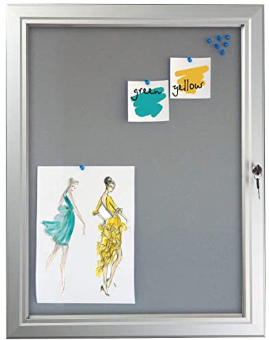Graues Filz-Showboard Premium, abschließbar, abhebbar, komplett mit einem Satz Stifte und einem Paar Schlüssel (6x A4 – Graues Filz-Showboard, hochwertige, abschließbare Filz-Pinnwände, komplett mit einem Satz Stifte, Schrauben und einem Paar Schlüssel ( A4)