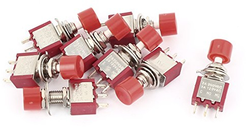 sourcing map AC 250V/120V 2A/5A 3 Terminales NO SPDT NC Pulsador interruptor momentáneo 9pcs