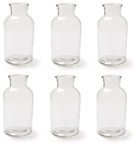 ZARTMANN LIVING Glasflasche Braxton - 6er Set - 20 cm - Glasvase - Tischvase - Klar - Tischdeko für Hochzeit, Taufe, Geburtstag, Gartenparty, Jubiläum, Kommunion, Konfirmation