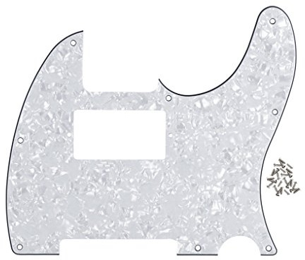FLEOR 8 Holes Humbucking TL Pickguard für American/Mexican Standard TL TE Modern Style Gitarre, inklusive Befestigungsschrauben, 4ply White Pearl