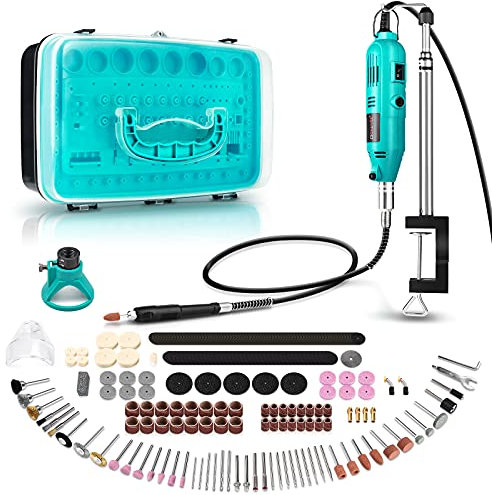 GOXAWEE 130W Strumento Multifunzione, Mini Utensile Rotante Kit con 288 Accessori, 8000-30000RPM, 6 Velocità Regolabile, Mandrino Universale, Strumento Rotantie per Tagliare,Lucidare, Fai da te