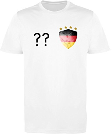 Comedy Shirts - Deutschland Trikot - Wappen: Klein - Wunsch - Herren Trikot - Weiss/Schwarz Gr. L