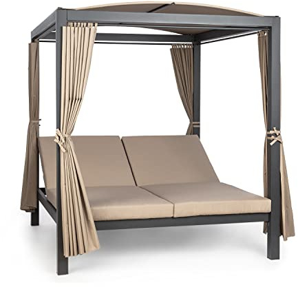 blumfeldt Bain de Soleil Double, Transat Jardin Exterieur 2 Personnes, Chaise Longue de Jardin en Polyester, Imperméable, Chaise Longue avec Dossier Réglable, Séchage Rapide, Bains de Soleil Design