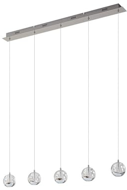 Lucande LED Esstisch Pendelleuchte Glas chrom, Hängeleuchte Esszimmer 5x 5W Hängelampe Wohnzimmer Esszimmerlampe Küchenlampe