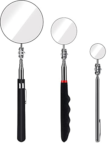 SAVITA Kit Specchio di Ispezione Telescopico Set Specchi di Ispezione Specchietto Telescopico per Ispezione Estensibile e Retrattile 3/5 / 8,5 cm di Diametro Specchio 18,5-59,5/23,5-55/27,5-75,5 cm