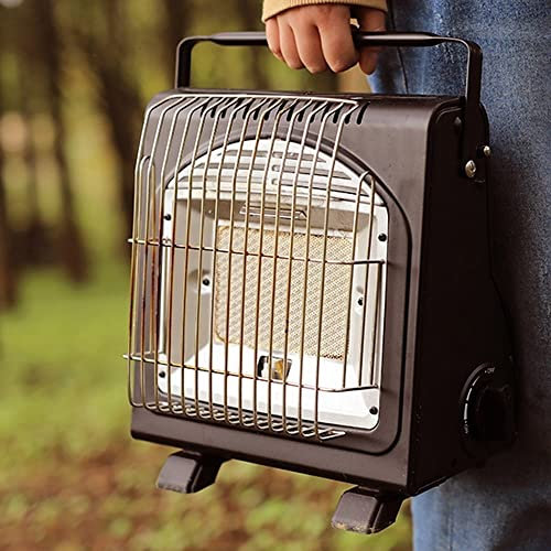 YKYR Calentador De Gas Portátil, Estufa De Gas Compacta De Acampar, Calentadores De Gas Al Aire Libre, Sin Tanque De Butano De Propano (Color : Black)