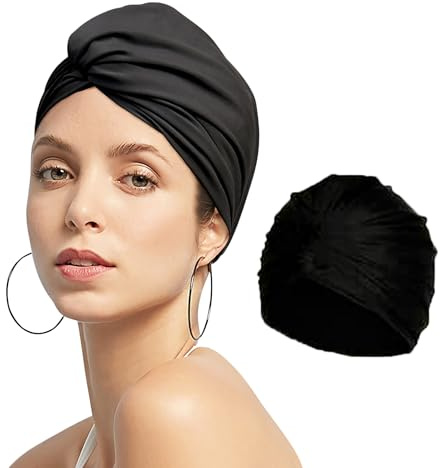 Cuffia da nuoto da donna in tessuto pieghettato, stile turbante, nuoto, piscina, spiaggia, surf, cuffia elastica per la doccia, cuffia da doccia, berretto morbido a forma di croce, cappello da chemio