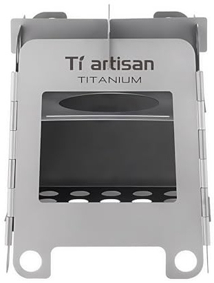 Ti artisan Titanium Wood Stove Foldable Portable Alcohol Camping Backpacking Stove for Outdoor Camping Picnic BBQ (WS007MT)