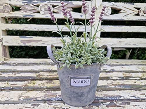Kräutertopf Topf Vintage Metall Grau Kräuter 13x12+3,5 Griffe