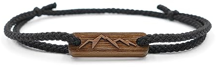 WALDHERZ Männer Armband Berge II aus Walnussholz & EcoKordel | Bergarmband | Rückseite personalisierbar | handgefertigt in Deutschland