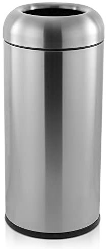 WICHEMI Bote de basura para interiores y exteriores, contenedor de basura comercial con tapa abierta superior interior, cubo de basura grande de acero inoxidable industrial (plata)