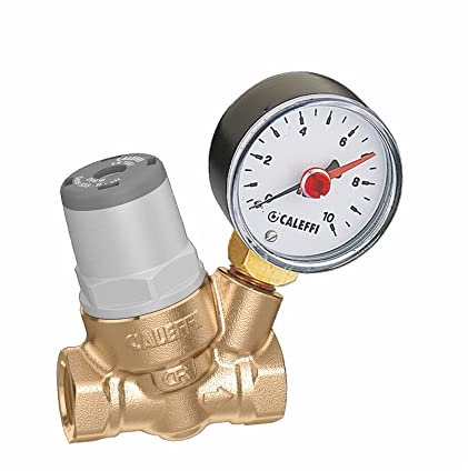 Riduttore di pressione micro sedile inclinato da 3/8 fino a 80°C, gamma di regolazione della pressione da 0,8 a 4 bar (con manometro)