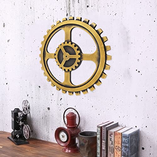 FOMIYES Zahnräder Wanddekoration Aus Holz Im Retro-stil Goldfarben Für Schlafzimmer Wohnzimmer Büro Und Restaurant Leicht Und Tragbar Zahnradkunst