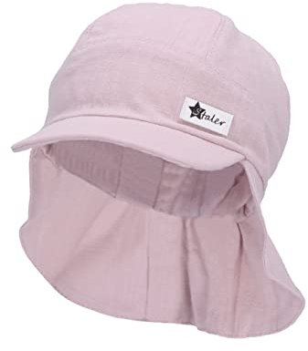 Sterntaler Unisex Kinder Schirmm.nacken Leinencharakter Kindermütze, Rosa, 47 EU
