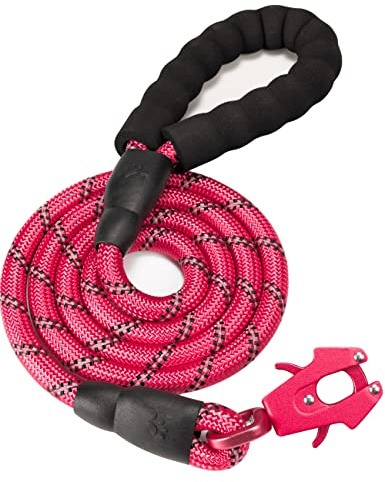 GEIT, Hundeleine aus robustem Seil, 61/122/152/183 cm, reflektierend, Nylon, mit Aluminium-Schnellverschluss/Verriegelung, taktischer Frosch-Clip, für kleine, mittelgroße, große Hunde, 1,27 cm, Rot