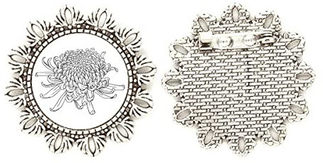 Spilla a forma di fiore in argento con motivo crisantemo, Medio