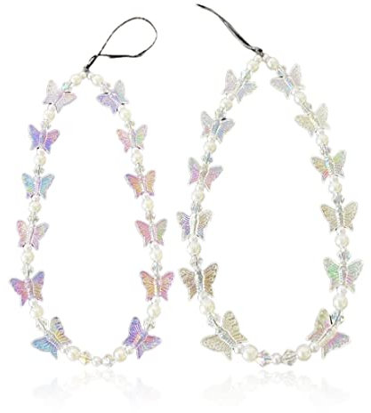 XPEX 2er-Pack Handykette, Handy-Lanyard-Armband, Schmetterlings-Handy-Lanyard, Universal-Handy-Armband, Handy-Charm, Handy-Schmuck, Schlüsseletui, Handy-Charm